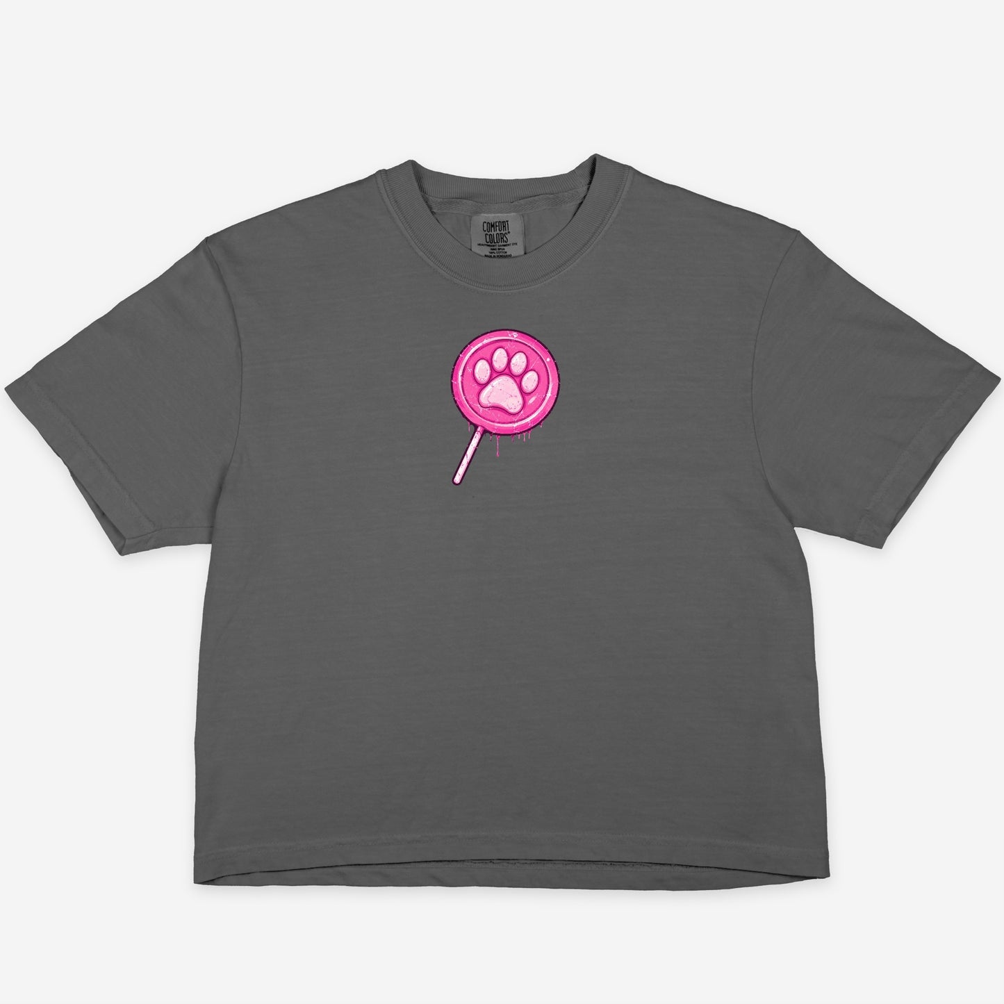 FIRST PRESS - HUMAN EDITION - WOMEN'S CROPPED BOXY TEE - "Lollipop Paw"