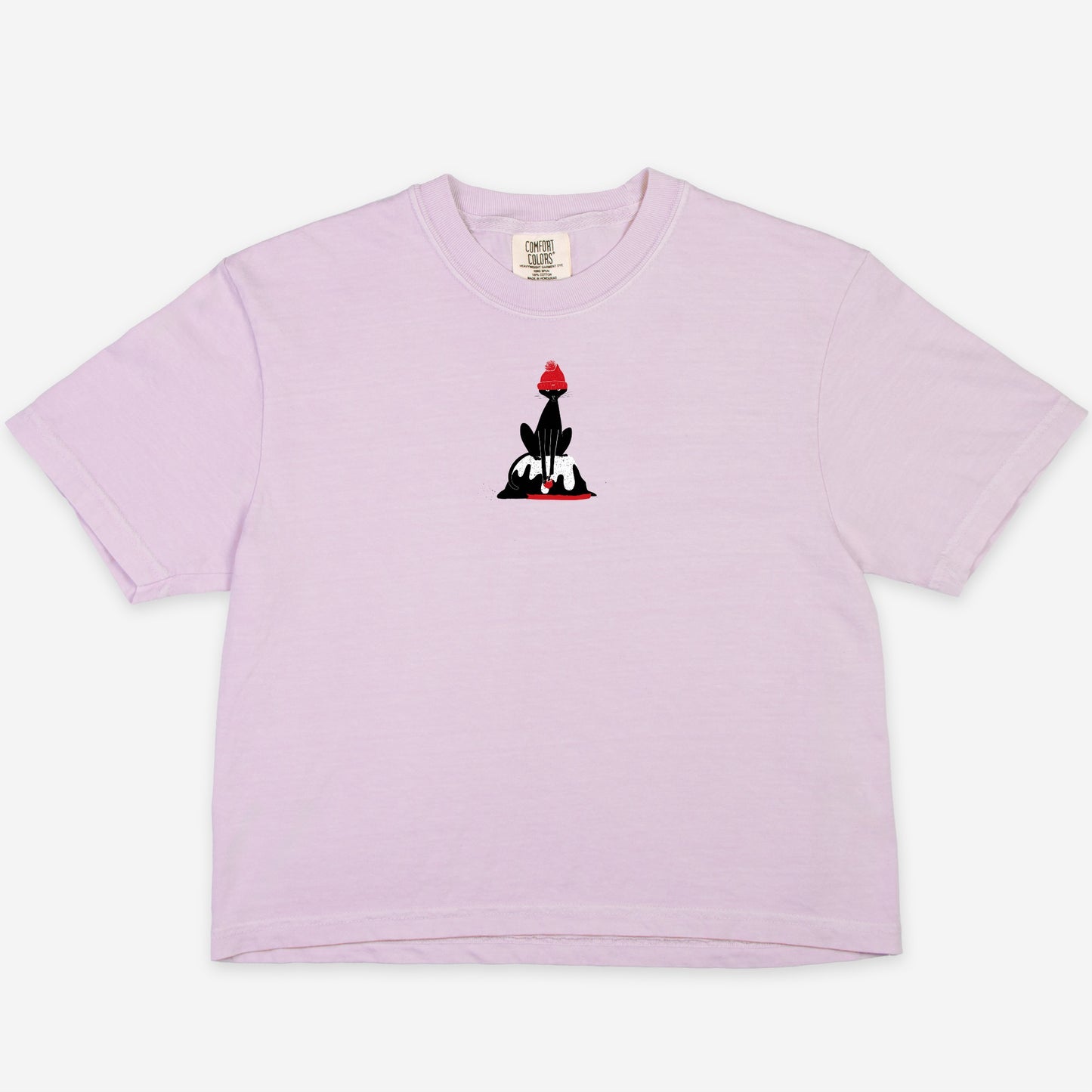 FIRST PRESS - HUMAN EDITION - WOMEN'S CROPPED BOXY TEE - "Melt Cat"