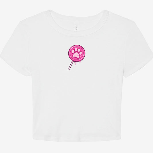 FIRST PRESS - HUMAN EDITION - WOMEN'S MICRO RIB BABY TEE - "Lollipop Paw"