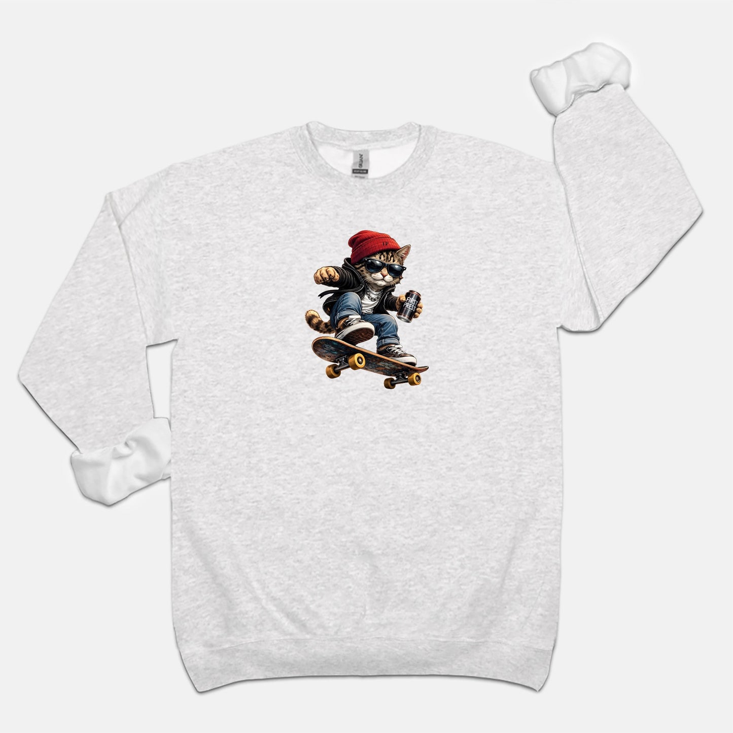 FIRST PRESS - HUMAN EDITION - UNISEX CREWNECK SWEATSHIRT - "Street Cat"