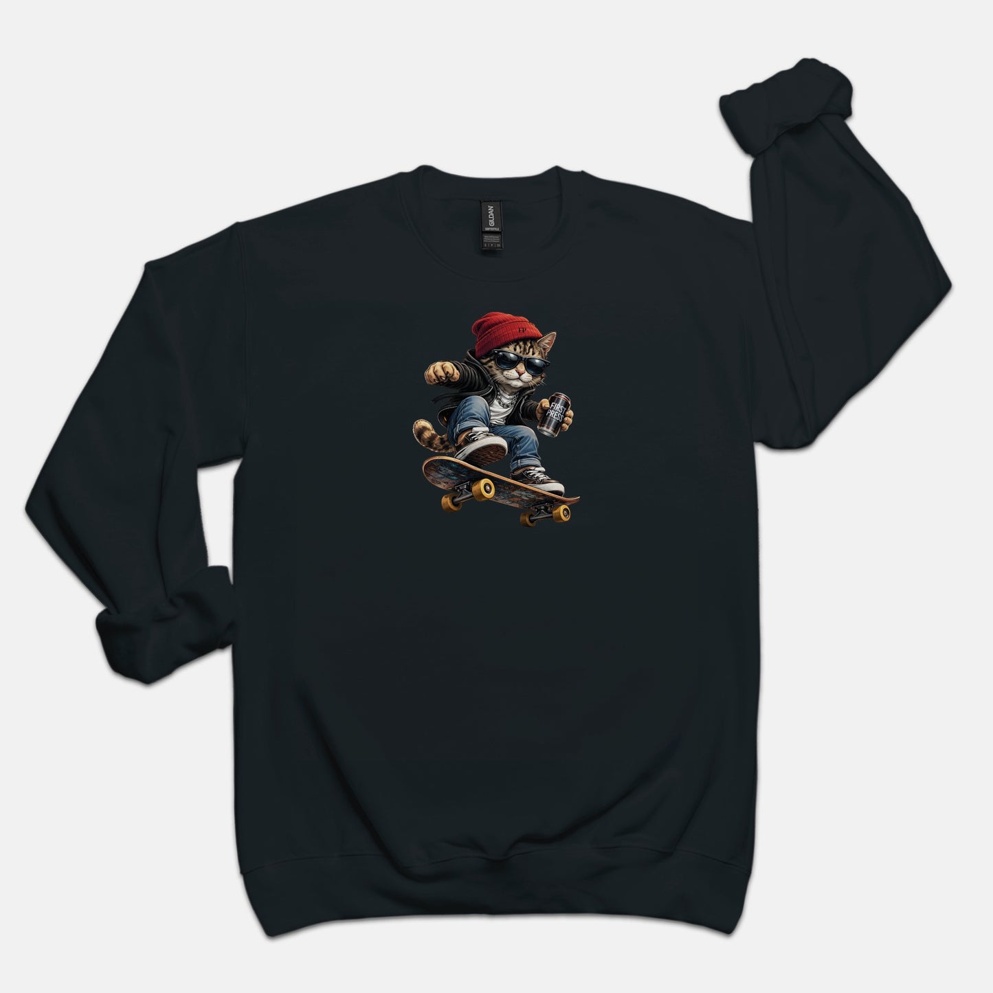 FIRST PRESS - HUMAN EDITION - UNISEX CREWNECK SWEATSHIRT - "Street Cat"